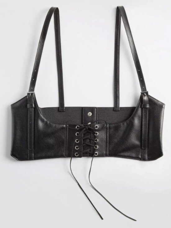 torrid Accessories - Torrid Nightfall Black Harness Waist Corset Belt Lace Up Faux Leather Size 5